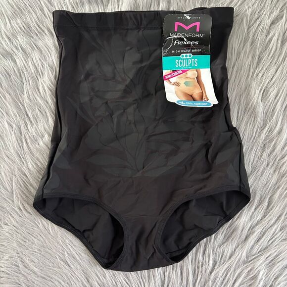 Maidenform Flexees Shapewear Womens Size Small Black High Waist Brief Ultra Firm - Picture 1 of 9